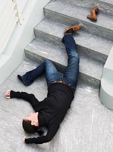 Woman lying on the stairs