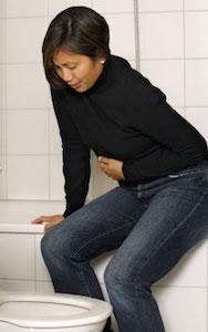 Woman with stomach pain